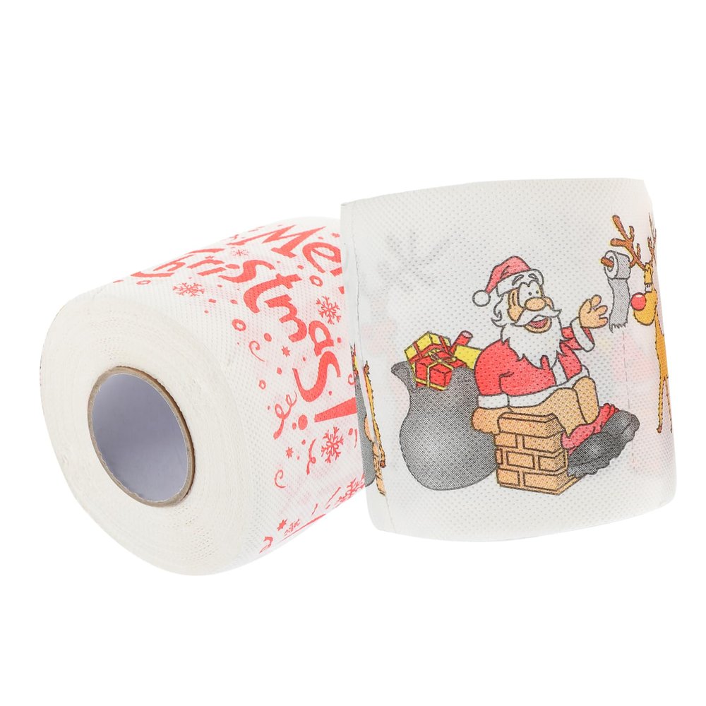 IWOWHERO Santa Christmas Toilet Tissue Roll Soft 2 Pack Christmas Kitchen Roll Random Style