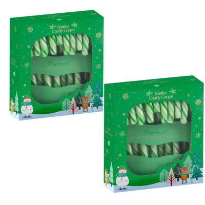24pk Festive Candy Canes Sweets - Winter Berry Candycane, Peppermint Candy Canes Christmas Tree Decorations, Xmas Sweets, Party Bag Fillers, Stocking Fillers, Hot Chocolate Station (Peppermint)