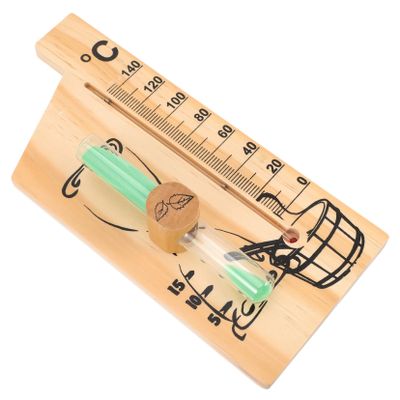 OFFSCH Wooden Sauna Hourglass Timer with Glass Tube Wall-mounted Temperature Gauge for Sauna Room Use