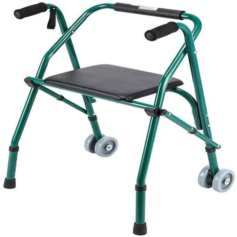 Rollator Walking Frame Elderly Four-Legged Crutches Rehabilitation Walking Frame with Seat Plate Non-Slip Walking Stick with l Ai Yearn for
