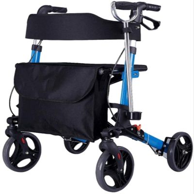 Rollator for Elderly with Basket, Rollator with 4 Wheels, Walking Aid, Folding Walking Frame, Seat, Ergonomic Brakes and Padded Back Yearn for
