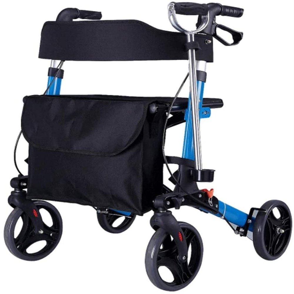 Rollator for Elderly with Basket, Rollator with 4 Wheels, Walking Aid, Folding Walking Frame, Seat, Ergonomic Brakes and Padded Back Yearn for