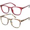 JiSoo Womens Reading Glasses 1.0, Trendy Readers Glasses Women, Lightweight Ladies Magnifying Glasses for Reading, Multicolor+Red view 1
