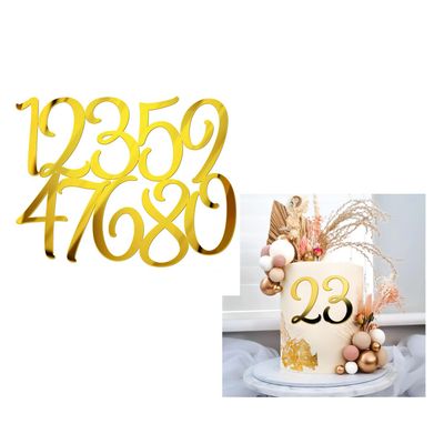26PCS Acrylic Number Cake Topper,Gold Alphabet A-Z Personalized Cake Picks Decor Anniversary Wedding Baby Shower Party Supplies