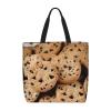 DEHIWI Cookies Food Chocolate Chip Biscuits Tote Bag For Women Waterproof Casual Shoulder Bag With Zipper Grocery Handbags For Office Shopping Travel, Black, One Size view 1