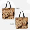 DEHIWI Cookies Food Chocolate Chip Biscuits Tote Bag For Women Waterproof Casual Shoulder Bag With Zipper Grocery Handbags For Office Shopping Travel, Black, One Size view 2