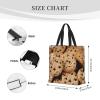 DEHIWI Cookies Food Chocolate Chip Biscuits Tote Bag For Women Waterproof Casual Shoulder Bag With Zipper Grocery Handbags For Office Shopping Travel, Black, One Size view 3