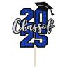 Class of 2024 Cake Topper, Congratulations Decor, Congrats Grad Decorations, 2024 Graduation Party Decorations Supplies (Blue Silver Glitter) view 1