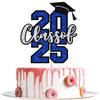 Class of 2024 Cake Topper, Congratulations Decor, Congrats Grad Decorations, 2024 Graduation Party Decorations Supplies (Blue Silver Glitter) view 2