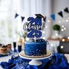 Class of 2024 Cake Topper, Congratulations Decor, Congrats Grad Decorations, 2024 Graduation Party Decorations Supplies (Blue Silver Glitter) view 3