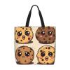 DEHIWI 3 Chocolate Chip Cookies With Different Expressions Tote Bag For Women Waterproof Casual Shoulder Bag With Zipper Grocery Handbags For Office Shopping Travel, Black, One Size view 1