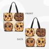 DEHIWI 3 Chocolate Chip Cookies With Different Expressions Tote Bag For Women Waterproof Casual Shoulder Bag With Zipper Grocery Handbags For Office Shopping Travel, Black, One Size view 2