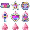 18-piece neon cupcake toppers set Let's Glow Hip Hop Happy Birthday decorations for boys and girls themed birthday parties, kids neon theme parties, and glow crazy themed party decorations. SugarGera view 1