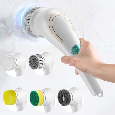 ARTSZY Electric Rotary Cleaner Cordless Power Cleaner Brush - Portable Cordless Electric Spin Scrubbers with 5 Replaceable Shower Cleaning Brush Heads for Home Kitchen Bathroom Floor Tile