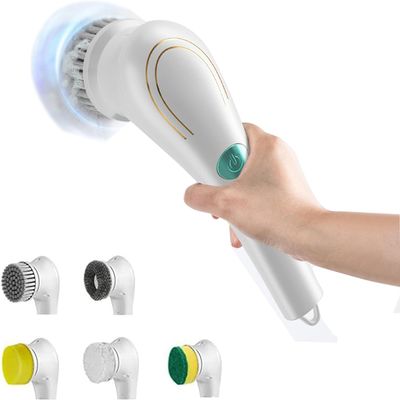 ARTSZY Electric Spin Scrubber, Electric Cleaning Brush Cordless Power Scrubber with 5 Replaceable Brush Heads Handheld Power Shower Scrubber for Bathroom, Kitchen, Car