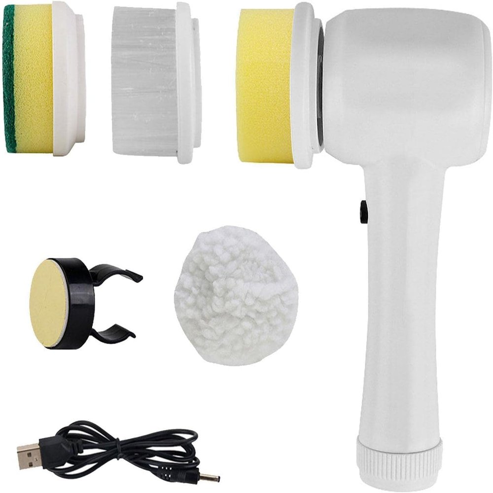 ARTSZY Shower Brush For Cleaning - Rechargeable Shower Scrubber - Cleaning Easier Electric Cleaning Tool With 4 Brush Heads for Bathroom Wall Floor Kitchen