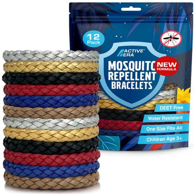 Active Era Mosquito Repellent Bracelet [12 Pack], Insect Midge & Mosquito Bands - Powerful DEET Free Formula - Waterproof with 250 Hours / 10 Days of Protection (Solid Colour - 12 Pack)