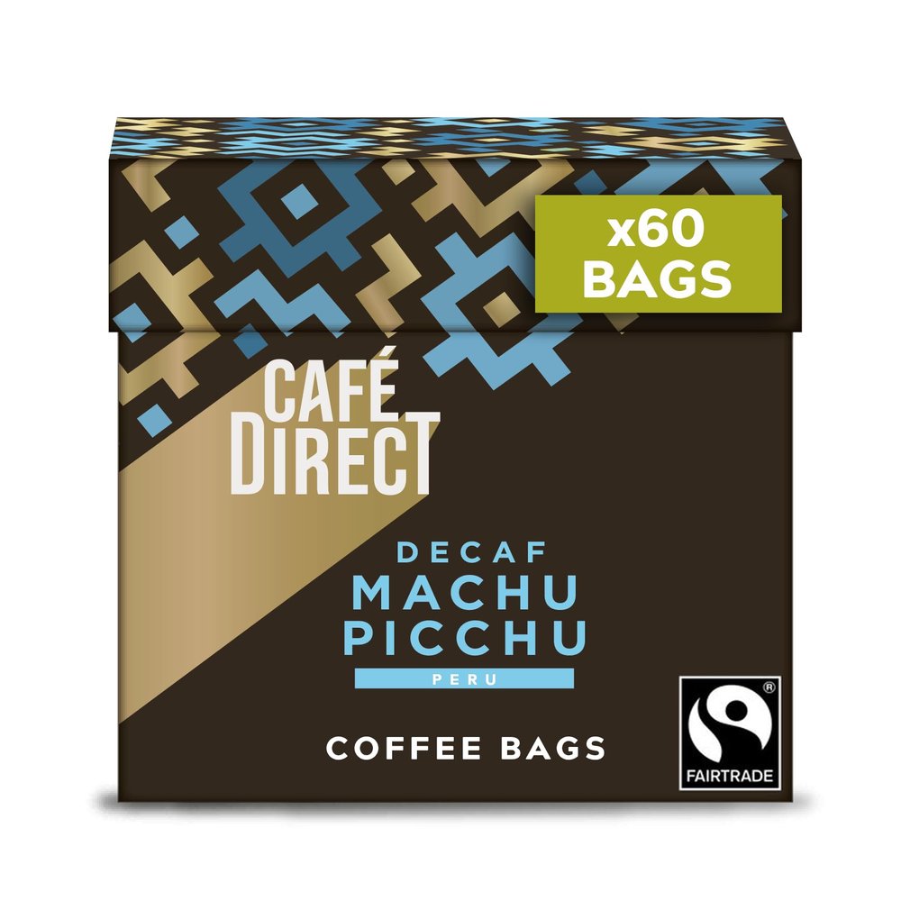 Cafdirect Coffee Bags Machu Picchu Decaff Fairtrade Arabica Coffee 10 x 7g (Pack of 6)
