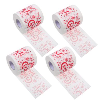 ifundom Christmas Festival Toilet Paper, 4 Rolls Soft Printed Napkin Tissue with Absorbent Quality for Bathroom and Xmas Party Decoration