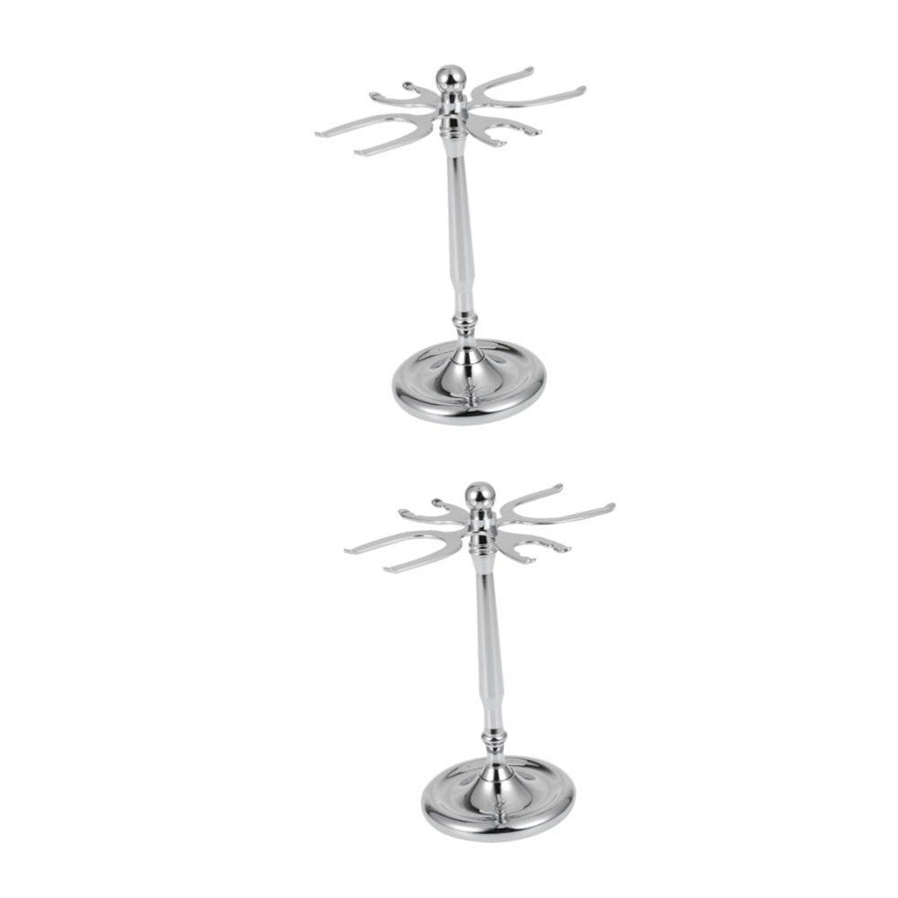 Beaupretty 2pcs Stainless Steel Razor Rack Wall Mount Men's Shaving Brush Holder for Mustache Brush Storage in Bathroom