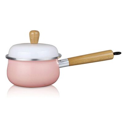 DameCo Casserole Ceramic Wooden Handle Milk Pot Multi-Function Small Pot Baby Baby Food Supplement Pot Nonstick Metal Utensil Saucepan with Lid Safe Saucepan Frying Pan (Pink) interesting