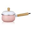 DameCo Casserole Ceramic Wooden Handle Milk Pot Multi-Function Small Pot Baby Baby Food Supplement Pot Nonstick Metal Utensil Saucepan with Lid Safe Saucepan Frying Pan (Pink) interesting view 1