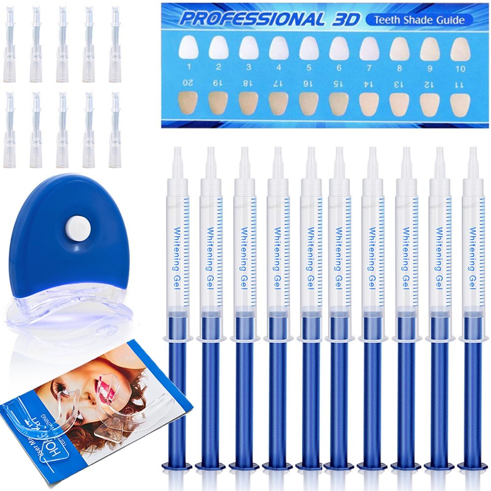 35% Whitening Gel Refills with LED Light and Mouth Trays - 10 PCS 3ML Teeth Whitening Gel