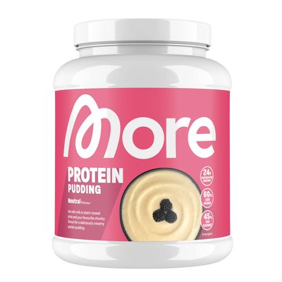 MORE High Protein Pudding Powder, Neutral, 600 g, 20 Servings, creamy pudding with less fat, calories and sugar  made in Germany