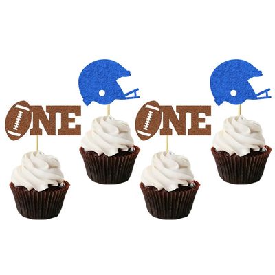24 Pcs Football Theme Cupcake Toppers Baby's First Birthday Party Cake Decoration Dessert Insert MGPFERD