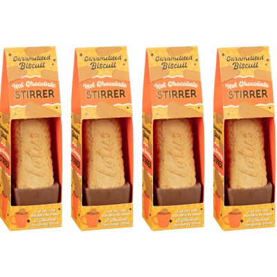 4Pk - Hot Chocolate Single Stirrer - Delicious Treat Chocolatey Drink - Great Chocolatey Stocking Filler For Loved Ones - Perfect For Warming Up On A Christmas Evening (Bisscof's)