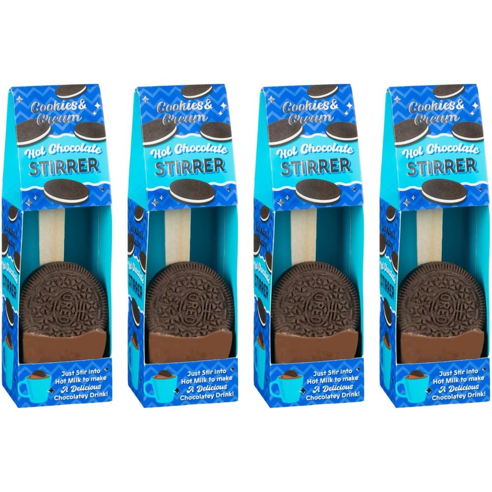 4Pk - Hot Chocolate Single Stirrer - Delicious Treat Chocolatey Drink - Great Chocolatey Stocking Filler For Loved Ones - Perfect For Warming Up On A Christmas Evening (Orreo's)