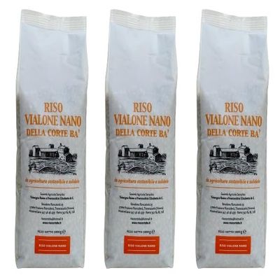 Italian Vialone Nano Refined (White) Rice, naturally gluten-free, ideal for all types of risottos, protective atmosphere packaging, 3 x 1 kg pack