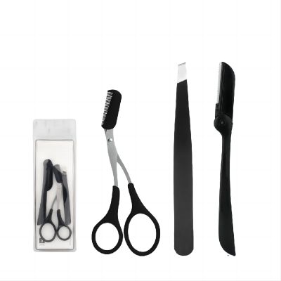 3-piece eyebrow trimming set, portable folding eyebrow trimmer, stainless steel blade eyebrow scraper, shaver beauty tool