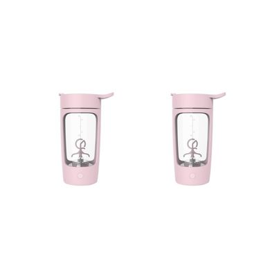 Leisurealeaneag 2 set Premium Electric Protein Shaker Bottle, Tritan - BPA Free Mixer Cup Pink