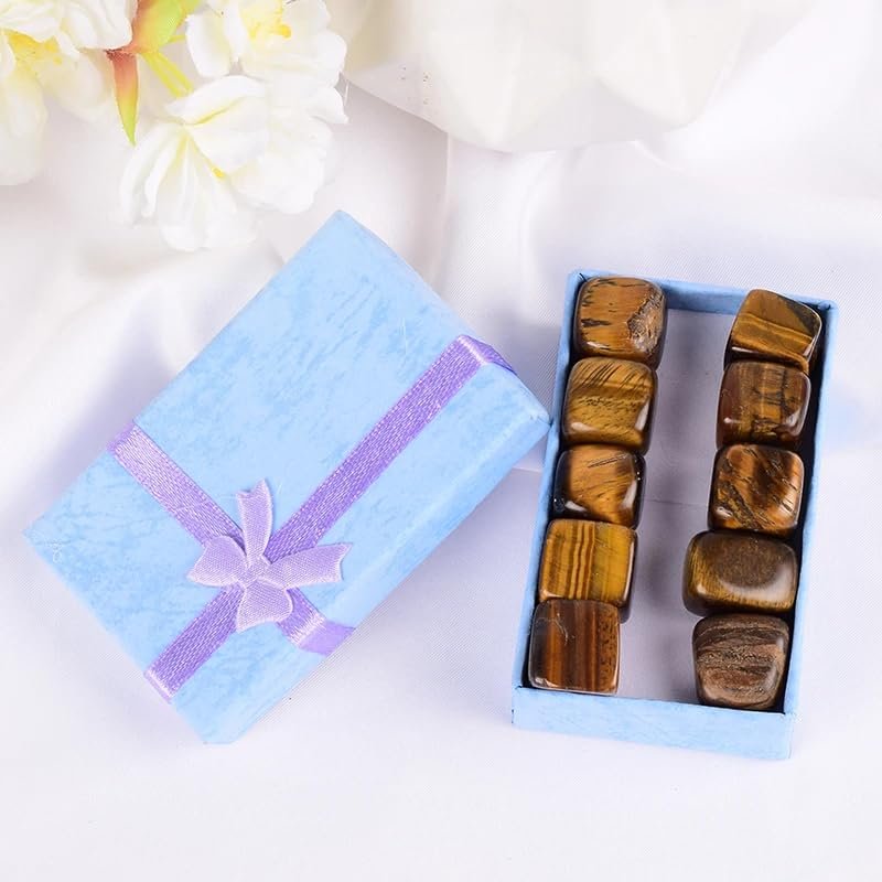 10 Pcs/Set Natural Tumbled Stone 15-20mm Mix Rock and Quartz Rose Bead Crystal Irregular Polishing Amethyst Home, Tiger Eye
