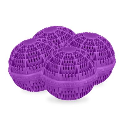 Relaxdays Laundry, Set of 4, Machine, without Detergent, Eco-friendly, Washing Ball, Purple, Ceramics, 9.5 x 10.5 x 10.5 cm