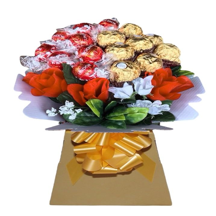 Chocolate Bouquet Hamper Ferero Rochr Pink Red Personalised Gift Box Sweets Swiss milk Candy Present (Extra large)