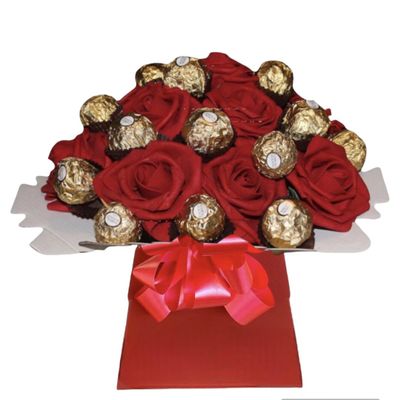 Chocolate Bouquet Hamper with Ferero Rochr and Lindr lind Personalised Red Blue White Gold Purple Sweet Candy Birthday (Small)