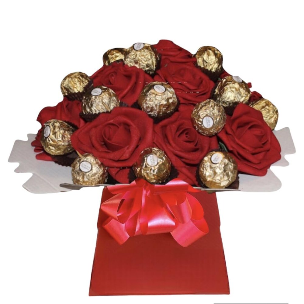Chocolate Bouquet Hamper with Ferero Rochr and Lindr lind Personalised Red Blue White Gold Purple Sweet Candy Birthday (Small)