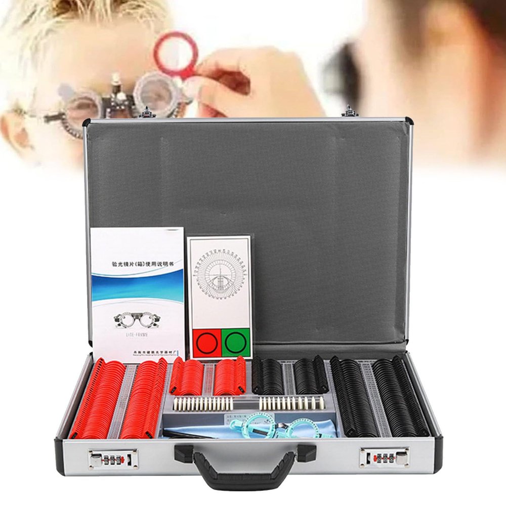 Cashwise 266 Pcs Trial Lens Set with Measuring Glasses Testing Frame, Optical Lens Optometry Rim Case Evidence Box Aluminum Rim Kit, Optometry Equipment Optician Tools