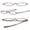 ABETOS Mini Compact Reading Glasses Slim Pen Reader Glasses with Portable Clip Case Metal Frame Spring Hinges Fashion Pocket Readers for Men Women, Brown 2.0 view 3