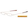 ABETOS Mini Compact Reading Glasses Slim Pen Reader Glasses with Portable Clip Case Metal Frame Spring Hinges Fashion Pocket Readers for Men Women, Gold 1.25 view 1