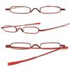 ABETOS Mini Compact Reading Glasses Slim Pen Reader Glasses with Portable Clip Case Metal Frame Spring Hinges Fashion Pocket Readers for Men Women, Red 1.25 view 3