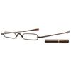 ABETOS Mini Compact Reading Glasses Slim Pen Reader Glasses with Portable Clip Case Metal Frame Spring Hinges Fashion Pocket Readers for Men Women, Brown 3.0 view 1