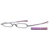 ABETOS Mini Compact Reading Glasses Slim Pen Reader Glasses with Portable Clip Case Metal Frame Spring Hinges Fashion Pocket Readers for Men Women, Purple 1.25 view 1