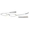 ABETOS Mini Compact Reading Glasses Slim Pen Reader Glasses with Portable Clip Case Metal Frame Spring Hinges Fashion Pocket Readers for Men Women, Silver 3.0 view 1