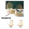 Cake Stand Golden Dessert Table Dessert Cake Rack Hotel Dining Table Household Fruit Tray Wedding Reception Table Dessert Stand (Size : Two piece set) view 3