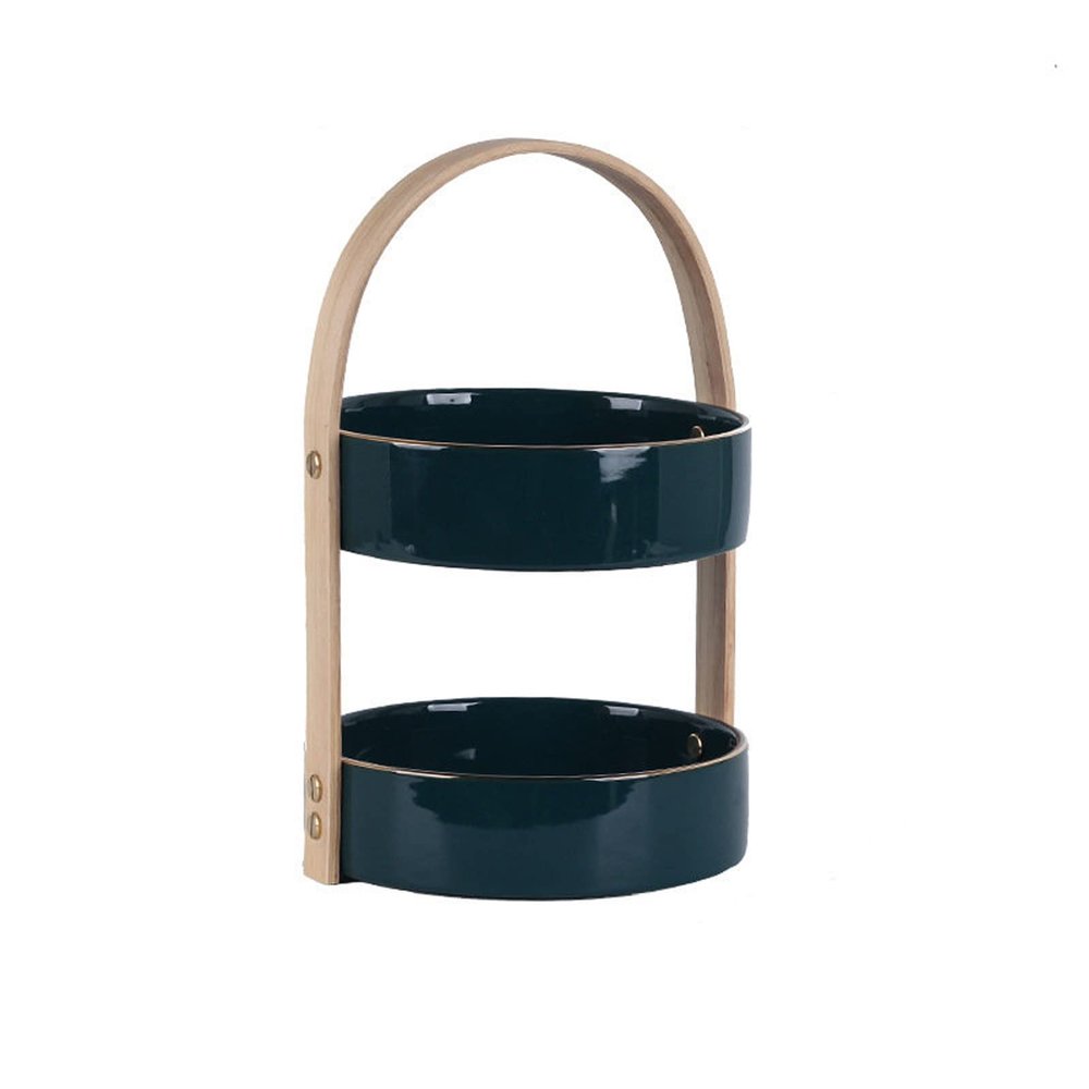 Cake Stand Two Double-layer Ceramic Dried Fruit Box, Cake Stand Dessert Store Display Stand Birthday Party Cake Stand Dessert Stand (Color : B, Size : L)