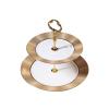Cake Stand Golden Living Room Ceramic Dessert Table Display Multi-layer Snack Rack Bone China Fruit Plate Snack Cake Plate Dessert Stand (Color : Double layer) view 1
