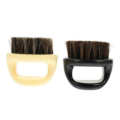 POPETPOP Men's Beard Brush and Comb 2pcs Set Boar Bristle Hair Brush for Beard Grooming and Neck Hair Cleaning Black and Beige for Household and Barber Shop Use